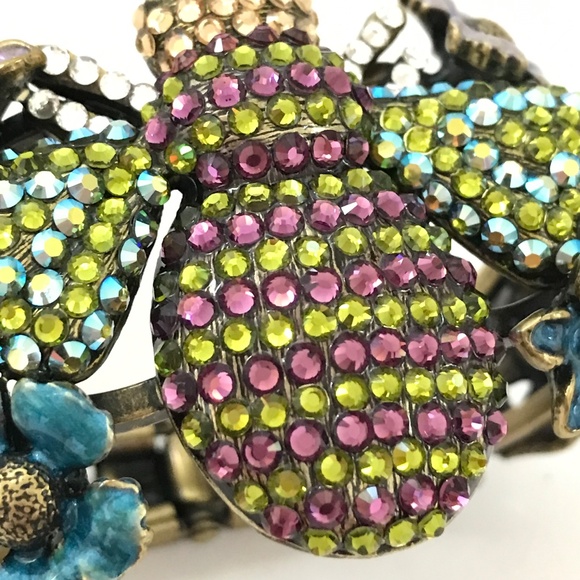 KIRKS FOLLY Bee Rhinestone Cuff Bracelet Jeweled Bee Flowers To Be or Not To Bee - Picture 3 of 16